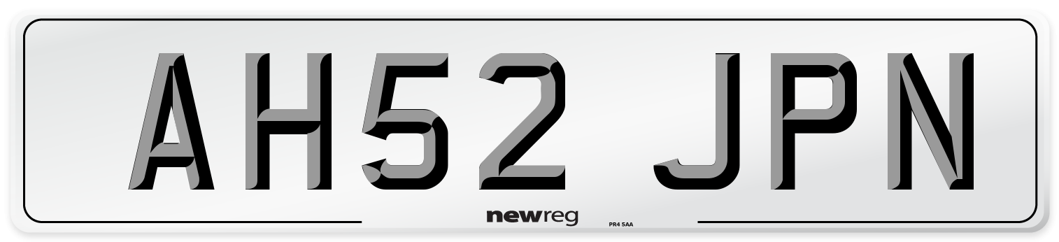 AH52 JPN Number Plate from New Reg